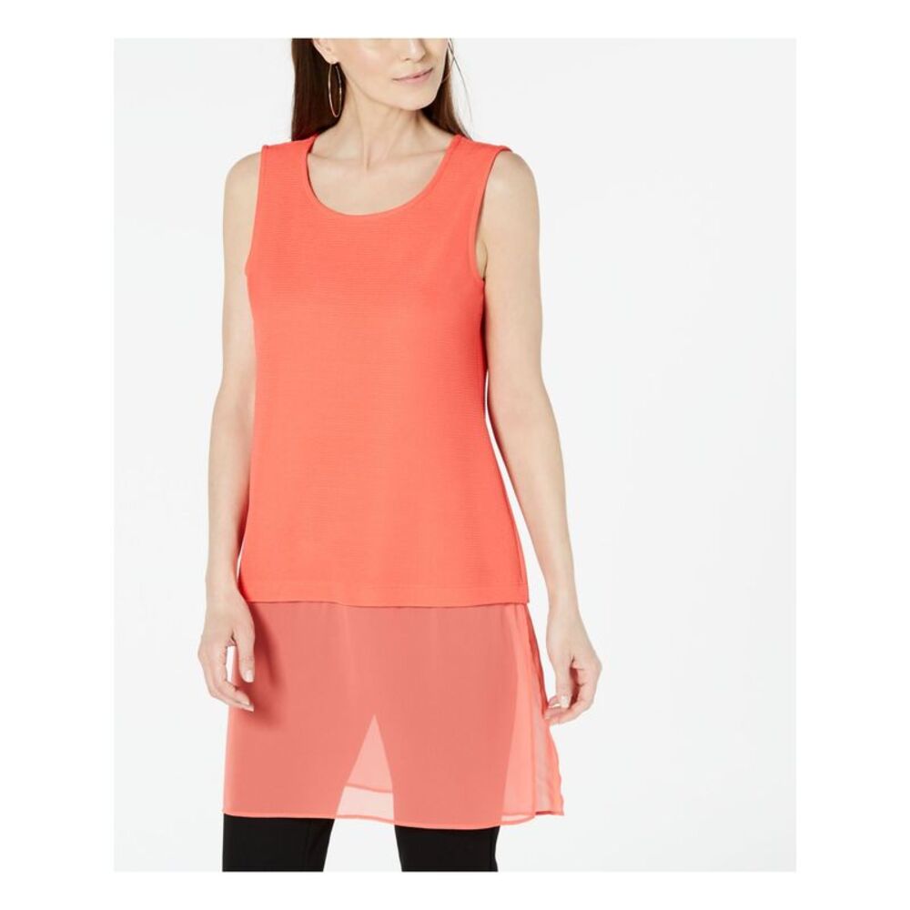 NWT ALFANI Womens Coral Sleeveless Scoop Neck Blouse Size: S